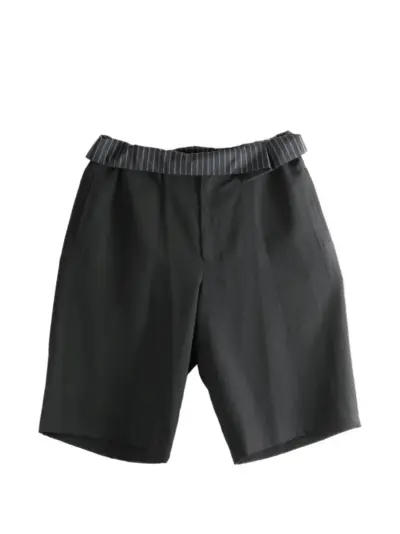 Yohji Yamamoto striped-waistband cropped trousers - Black