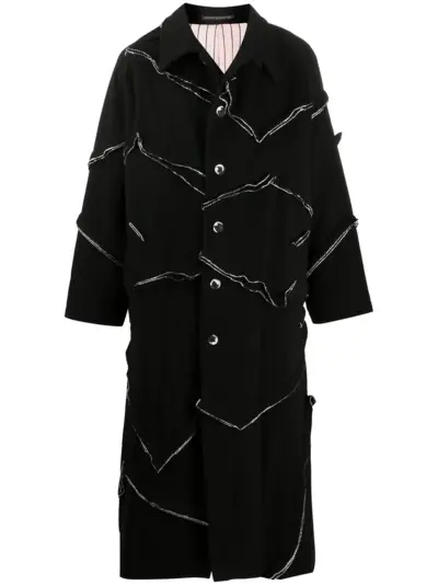 Yohji Yamamoto textured trim coat - Black
