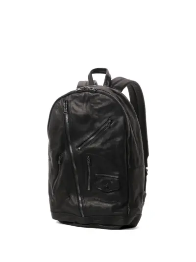 Yohji Yamamoto zip leather backpack - Black