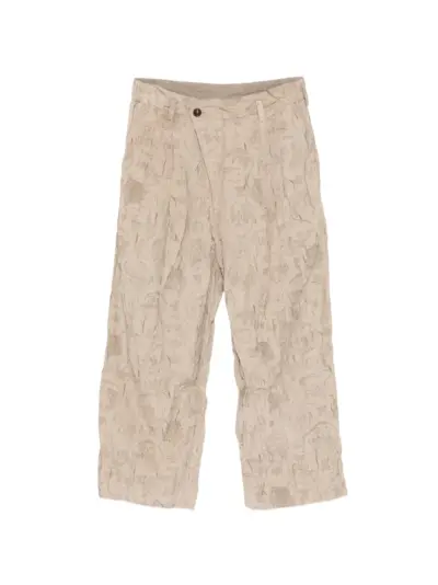 Ziggy Chen graphic-print pleated trousers - Neutrals