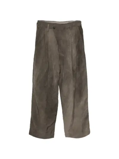 Ziggy Chen pinstripe pleated trousers - Brown