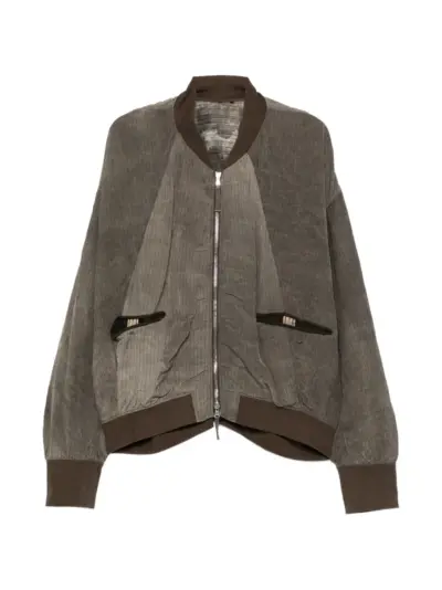 Ziggy Chen striped zipped bomber jacket - Grey