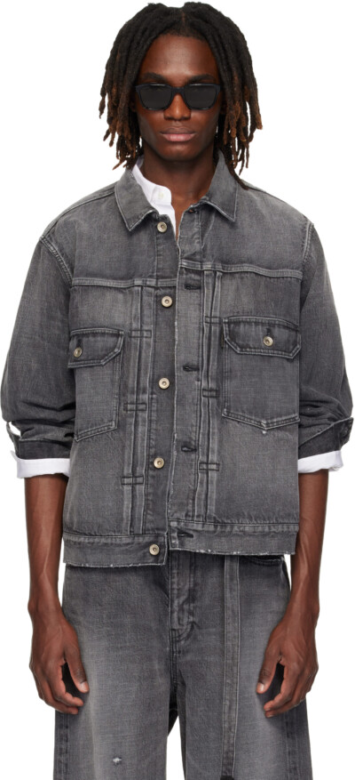 sacai × BEYONDEXX デニムトラッカージャケット 24SS Black BEYONDEXX Denim Jacket by sacai on Sale