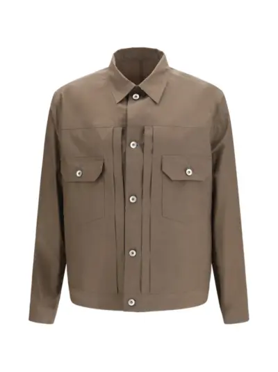 sacai buttoned cotton shirt jacket - Brown