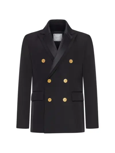 sacai double-breasted cotton blazer - Black