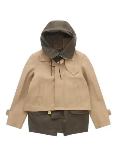 sacai quilted-collar jacket - Brown