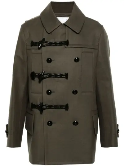 sacai wool duffle coat - Green
