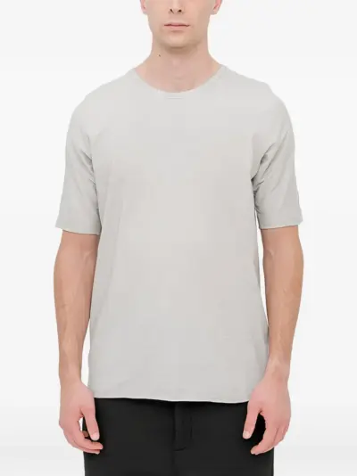 69 BY ISAAC SELLAM leather-trimmed jersey t-shirt - Grey