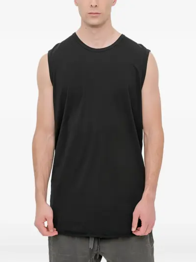 69 BY ISAAC SELLAM leather-trimmed sleeveless t-shirt - Black