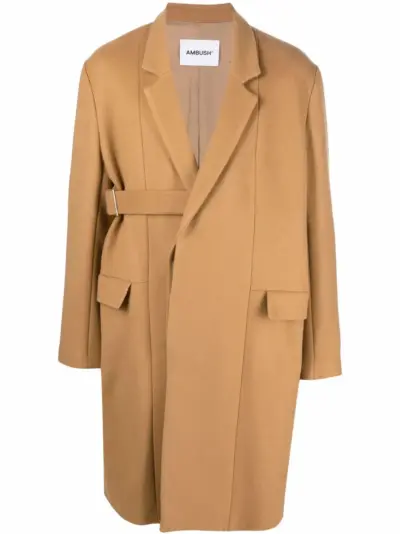 AMBUSH belted virgin wool-blend coat - Neutrals