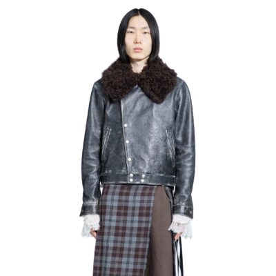 Ann Demeulemeester Binus Distressed Shearling Leather Jacket