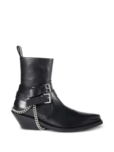 Ann Demeulemeester Kiril Santiago buckled chain-detail boots - Black