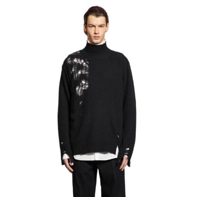 Ann Demeulemeester Natan Destroyed Seed Stitch Turtleneck Sweater