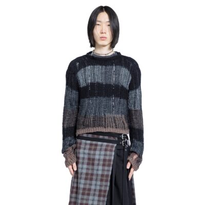 Ann Demeulemeester Poliet Striped Laddered Ajour Knit Sweataer
