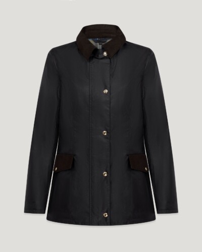 Belstaff Burghley Jacket Women's Waxed Cotton Black Size UK 4