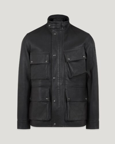 Belstaff Competitor Jacket Men's Calf Leather Black Size 2XL