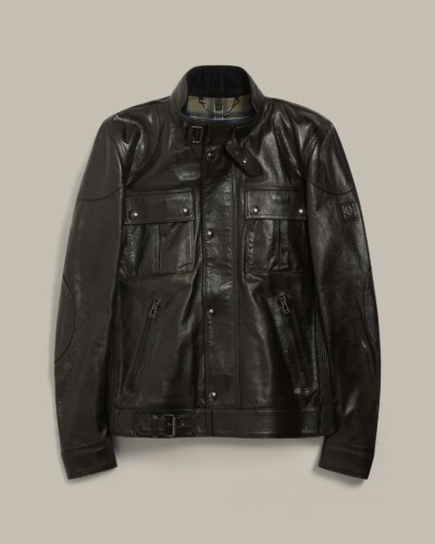 Belstaff Gangster Icon Jacket Men's Hand Waxed Leather Black Size UK 34