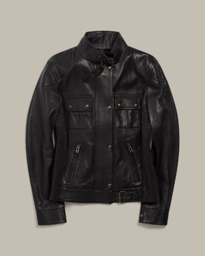 Belstaff Gangster Icon Jacket Women's Nappa Leather Black Size UK 4