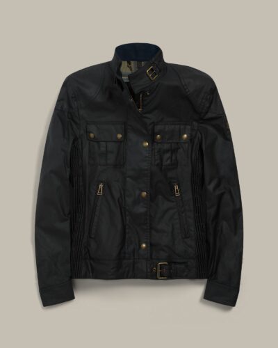 Belstaff Gangster Icon Jacket Women's Waxed Cotton Dark Navy Size UK 4