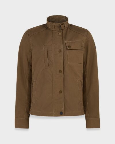 Belstaff Kate's Cottage Motorcycle Jacket Women's Waxed Cotton Sand Size 2XL