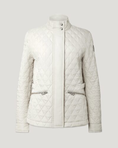 Belstaff Maya Jacket Women's Quilted Recycled Nylon Silver Birch Size UK 6