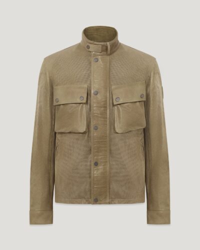 Belstaff Racemaster Air Jacket Men's Hand Waxed Leather Dark Sand Size UK 36