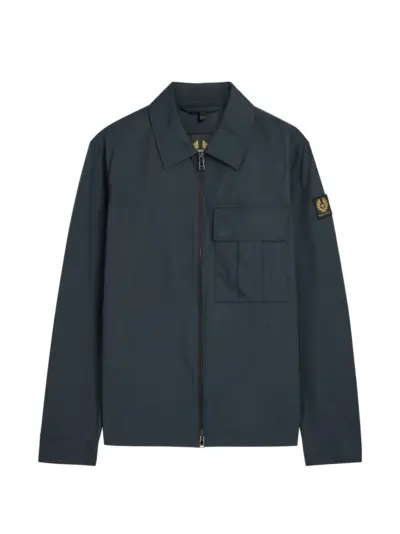 Belstaff logo-patch shirt jacket - Blue