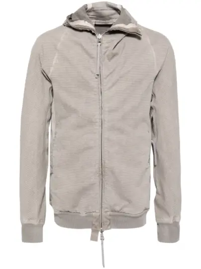 Boris Bidjan Saberi asymmetric cotton hooded jacket - Grey