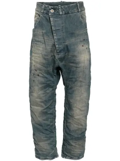 Boris Bidjan Saberi asymmetric drop-crotch jeans - Blue