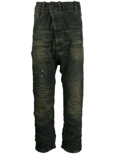 Boris Bidjan Saberi asymmetric drop-crotch jeans - Blue