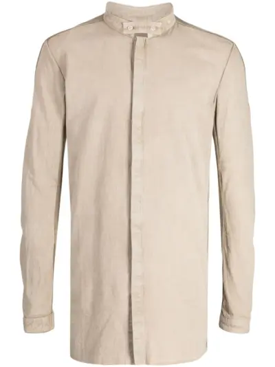 Boris Bidjan Saberi collarless cotton shirt - Neutrals