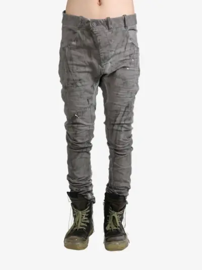 Boris Bidjan Saberi distress-finish trousers - Grey