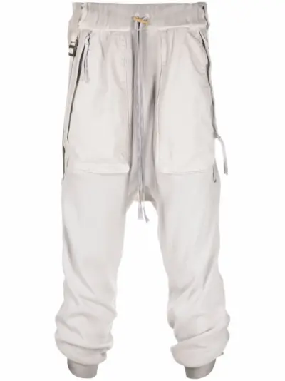 Boris Bidjan Saberi drawstring-waist drop-crotch trousers - Grey