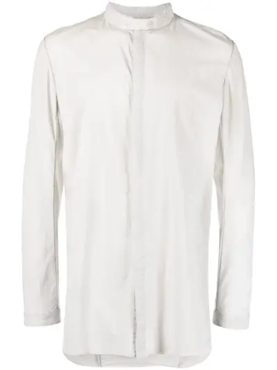Boris Bidjan Saberi long-sleeve band-collar shirt - Grey