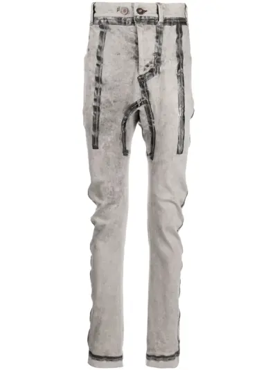 Boris Bidjan Saberi metallic-print detail jeans - Grey