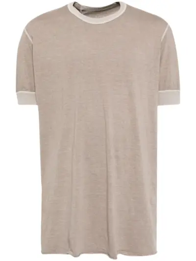 Boris Bidjan Saberi raw-cut hem cotton T-shirt - Grey