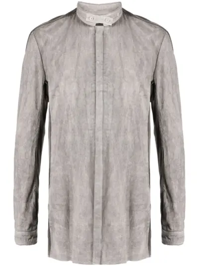 Boris Bidjan Saberi stand-up-collar cotton shirt - Grey