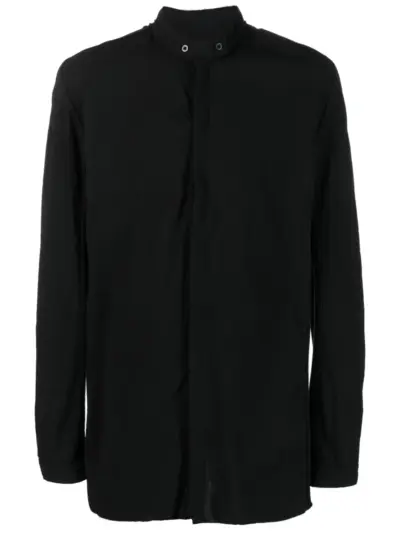 Boris Bidjan Saberi stand-up-collar long-sleeve cotton shirt - Black