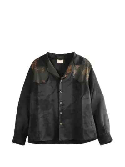 COMMUNS floral-jacquard shirt - Black