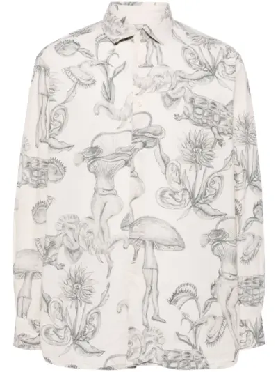 Casey Casey Big Raccourcie cotton shirt - Brown