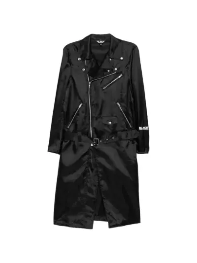 Comme Des Garçons Black logo-print biker coat