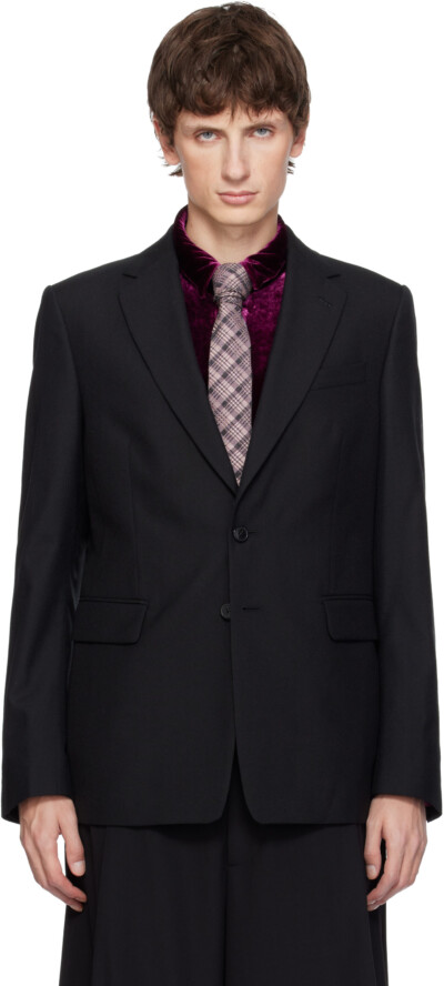 Dries Van Noten Black Slim Fit Wool Blazer