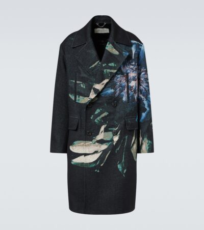 Dries Van Noten Double-breasted printed jacquard coat
