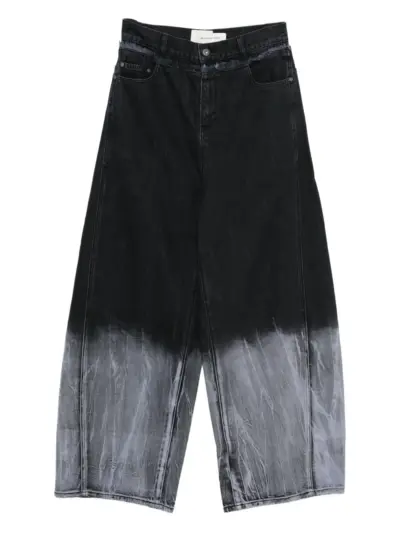 Feng Chen Wang frayed dip-dye trousers - Black