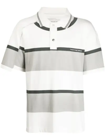 Feng Chen Wang striped cotton polo shirt - White