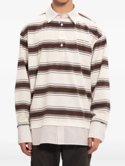 Feng Chen Wang striped layered-detail polo shirt - Neutrals