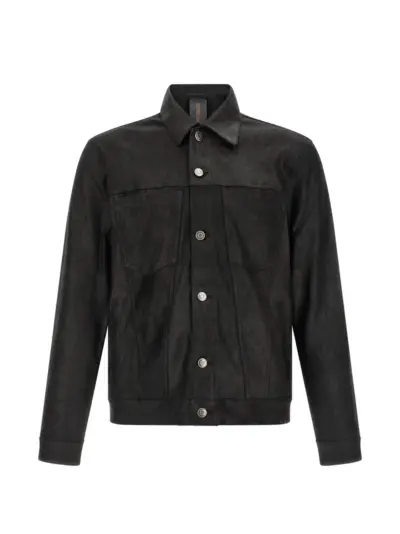 Giorgio Brato velour-texture leather jacket - Black