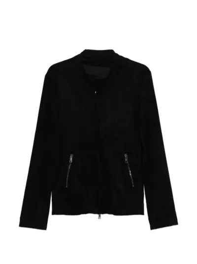 Giorgio Brato zip-up suede biker jacket - Black