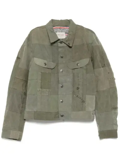 Greg Lauren army scrapwork trucker jacket - Green