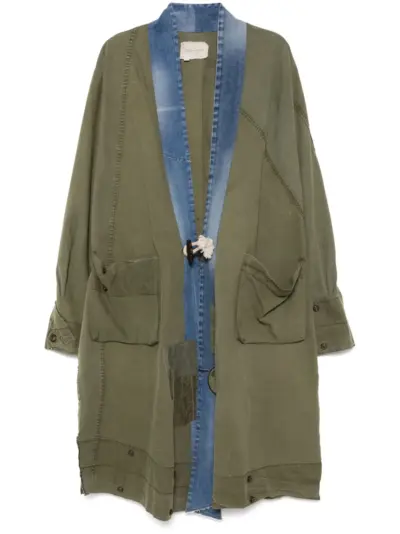 Greg Lauren panelled coat - Green